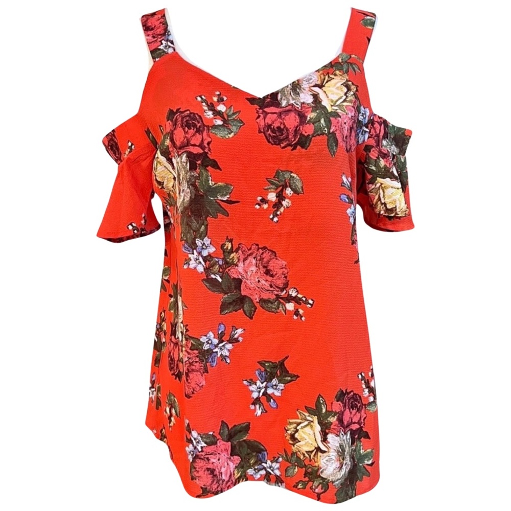 MONTEAU LOS ANGELES Short Sleeve Cold Shoulder Top‎